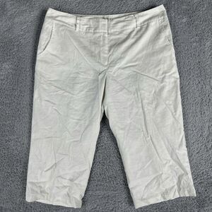 Covington Women'svPetite Stretch Linen Capri Pants 14P Cream Ivory
